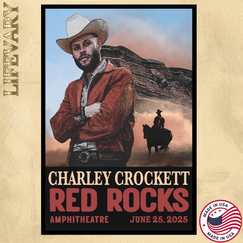 Charley Crockett June 25 2025 Red Rocks Amphitheatre in Morrison, CO Poster