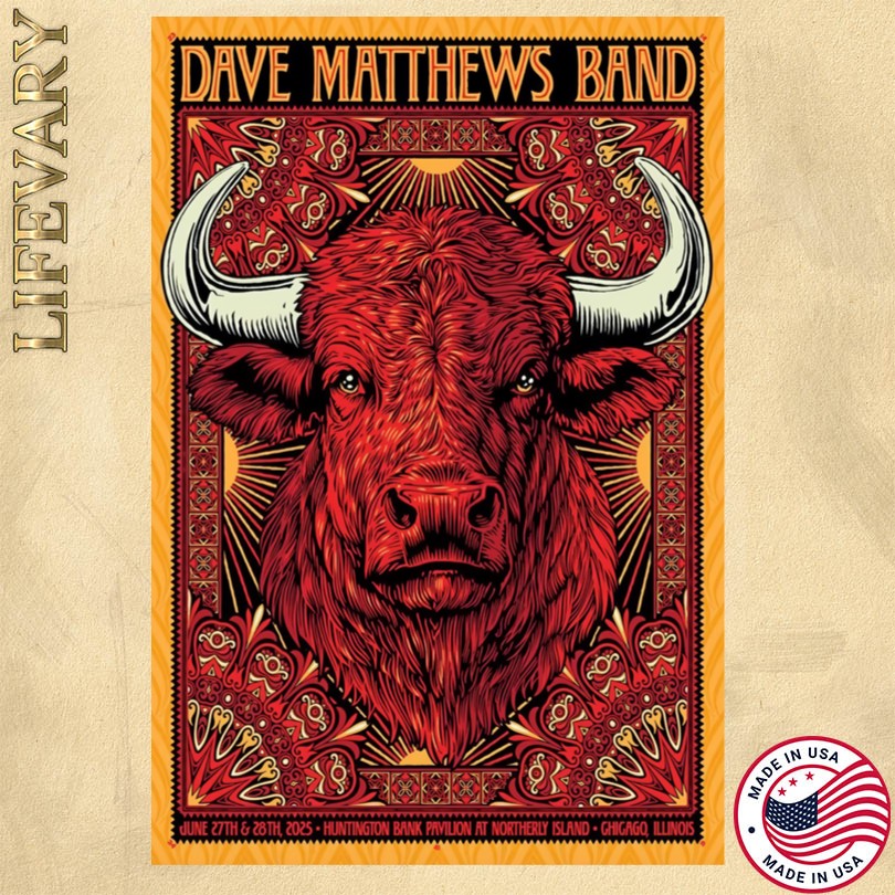 Dave Matthews Band Chicago, IL Jun 27-28 2025 Tour Poster