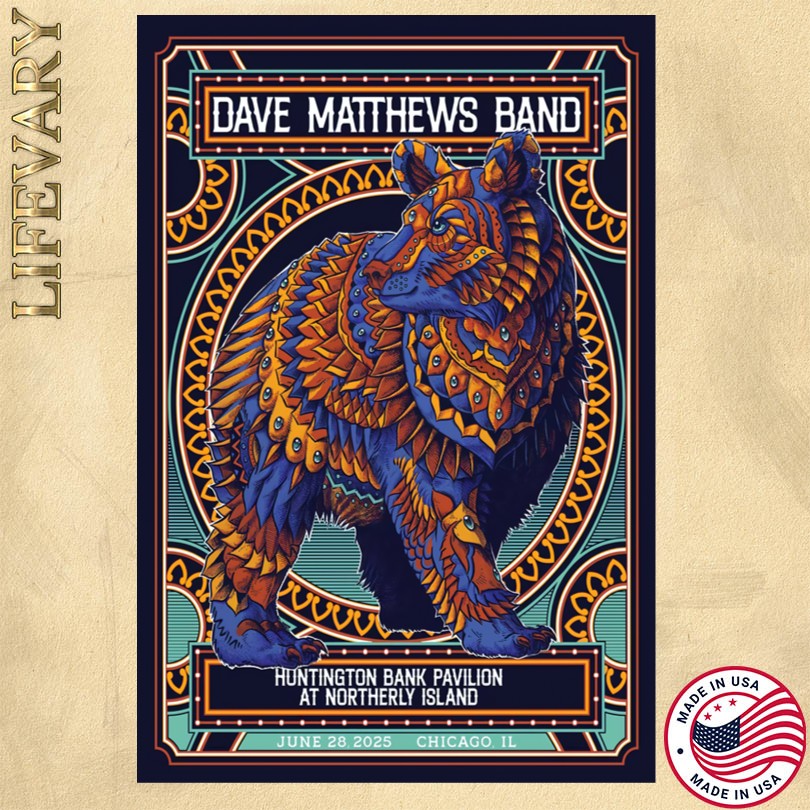 Dave Matthews Band June 28 2025 Huntington Bank Pavilion at Northerly Island Chicago, IL Poster