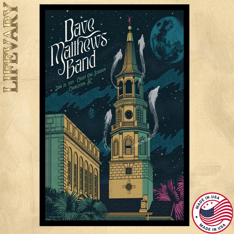 Dave Matthews Band Merch Tour 2025 Charleston SC Poster