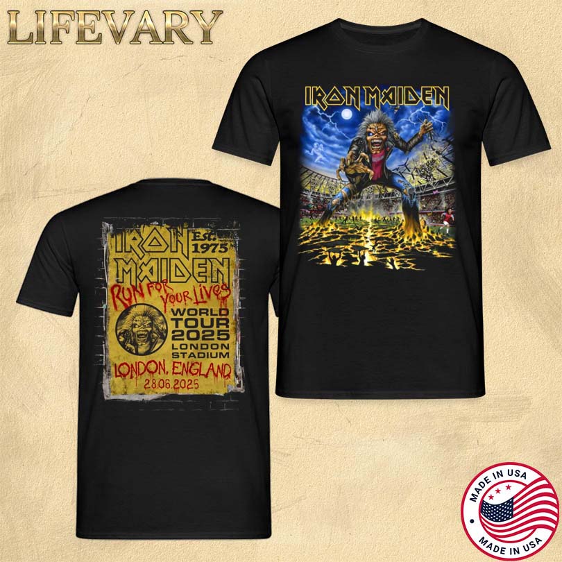 Iron Maiden Run For Your Lives 2025 Tour London Tee