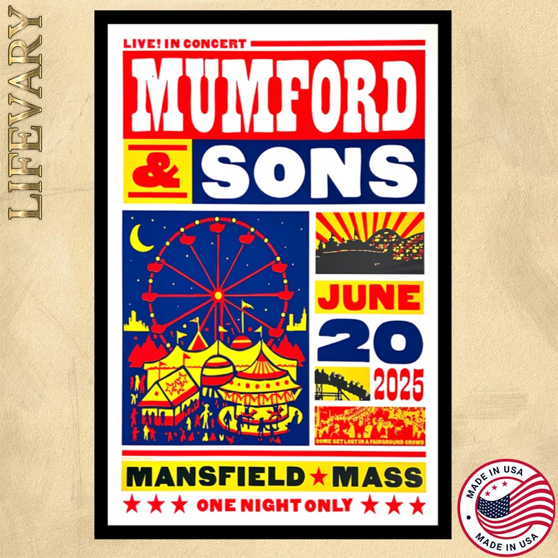 Mumford And Sons Mansfield MA June 20 2025 Tour Poster