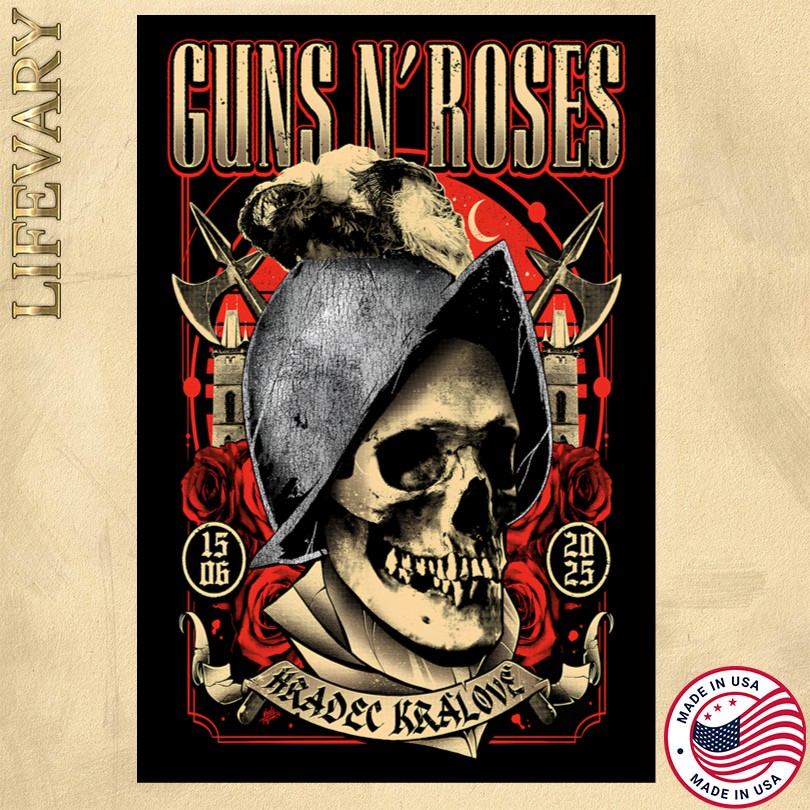 Official Guns N\' Roses Hradec Kralove CZ 6 15 25 Tour Poster