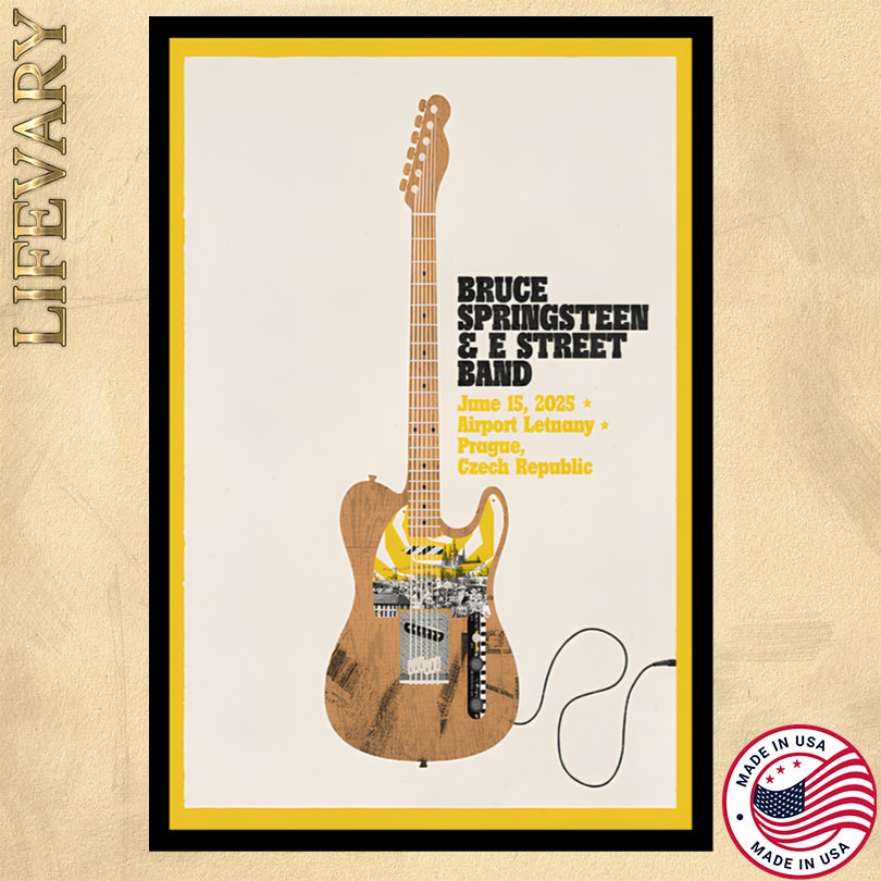 Official Prague 15th June Bruce Springsteen and E Street Band World Tour 2025 Poster
