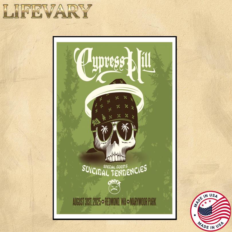 Cypress Hill 2025 Tour Poster – Redmond Show – August 31 – Marymoor Live
