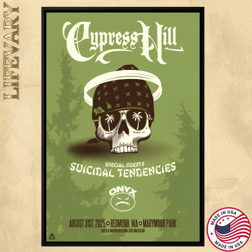 Cypress Hill Aug 31 2025 Marymoor Park Redmond WA Tour Poster