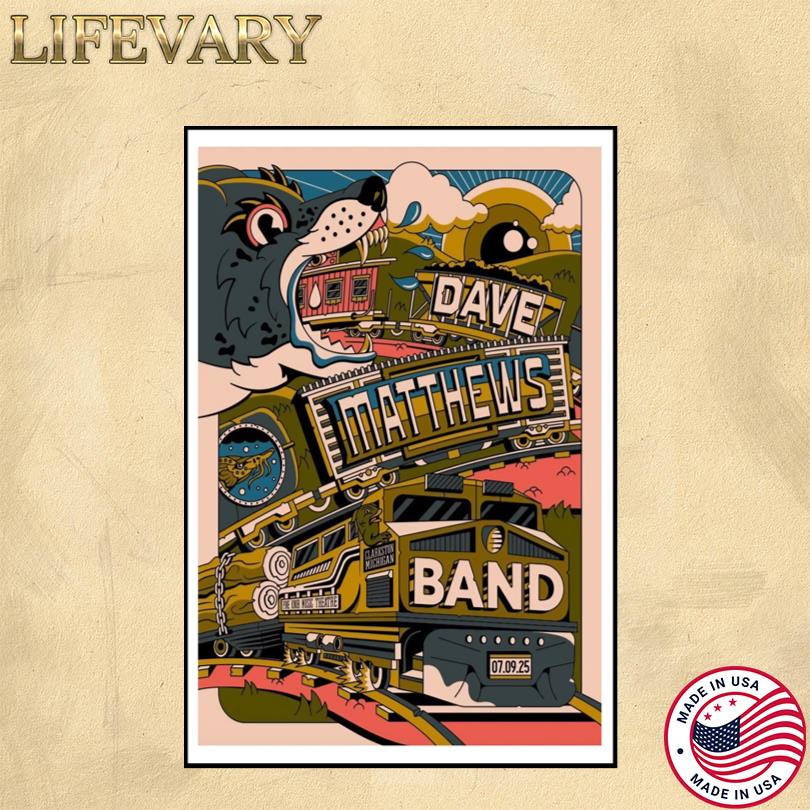 Dave Matthews Band July 9 2025 Poster – Pine Knob Music Theatre Clarkston MI