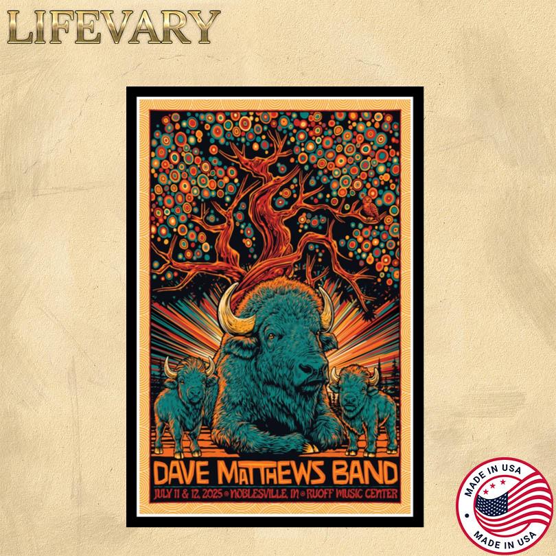 Dave Matthews Band Tour Poster – July 11 & 12 2025 Noblesville Indiana