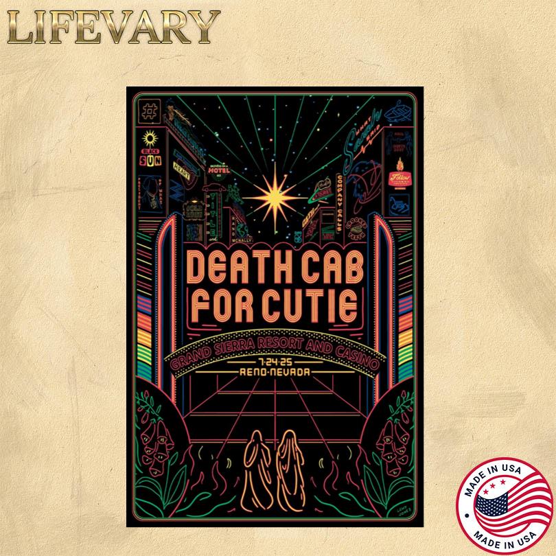 Death Cab for Cutie Concert Poster Grand Sierra Resort and Casino July 24 2025