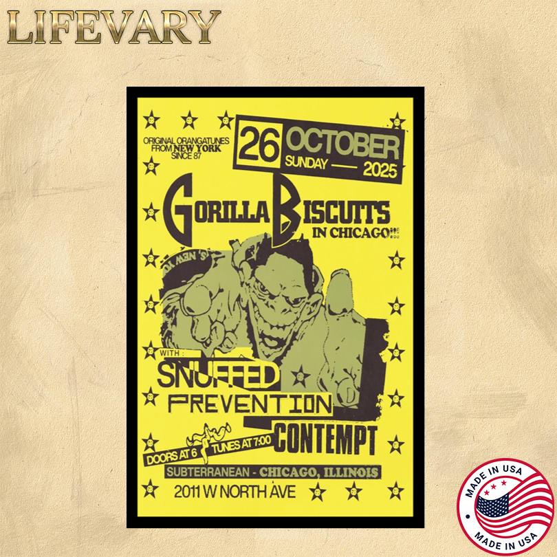 Gorilla Biscuits Tour Chicago IL October 26 2025 Poster