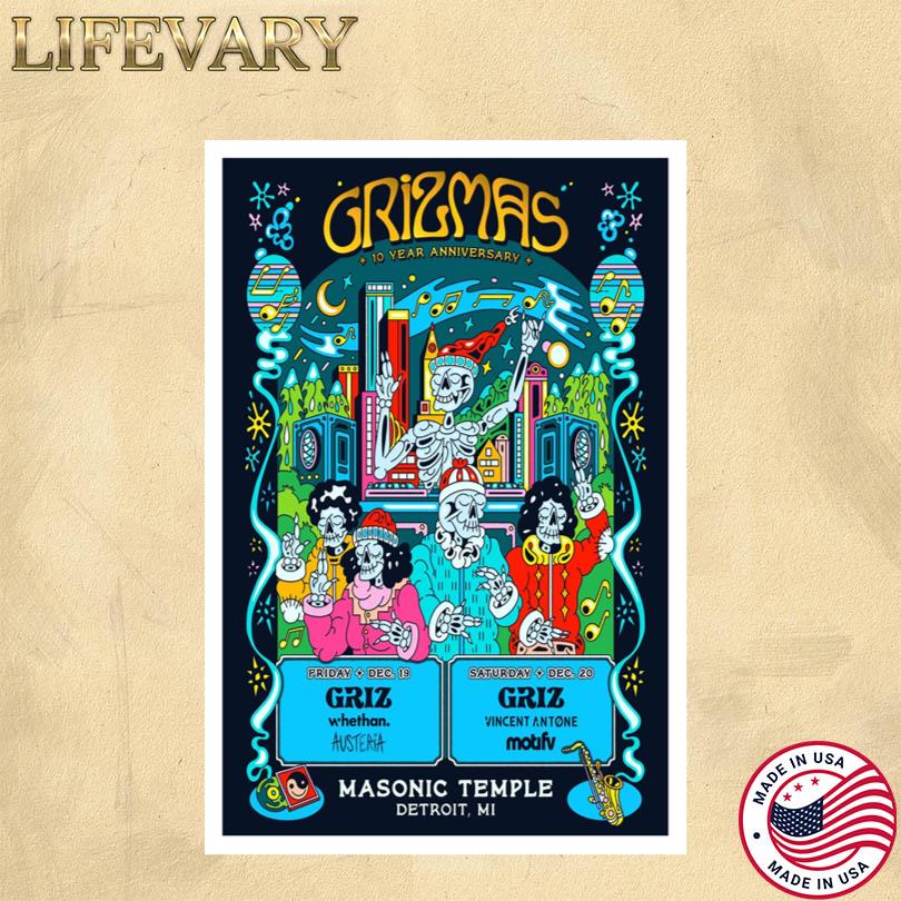 GRiZMAS Tour Poster 10th Anniversary Dec 19 20 2025 Detroit