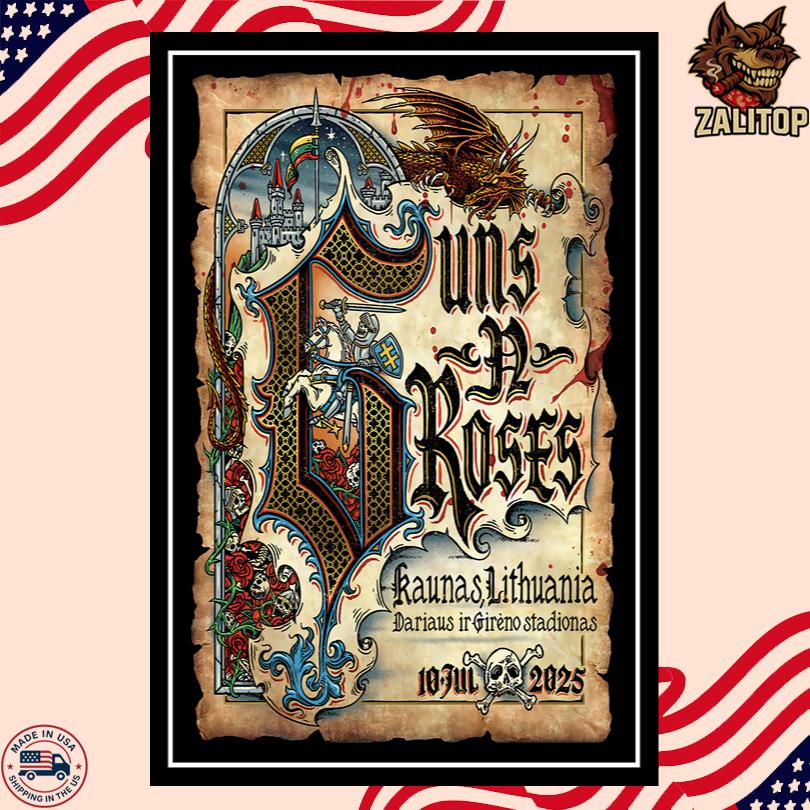 Guns N\' Roses Poster – July 10 2025 – Darius and Girėnas Stadium, Kaunas LT