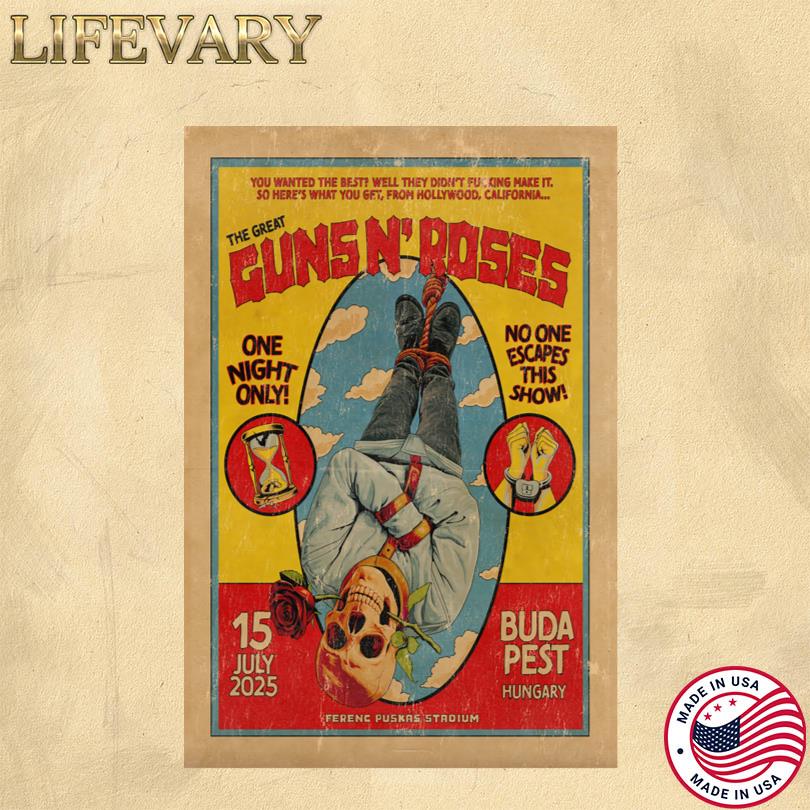 Guns N\' Roses Poster – July 15 2025 Budapest Hungary Concert