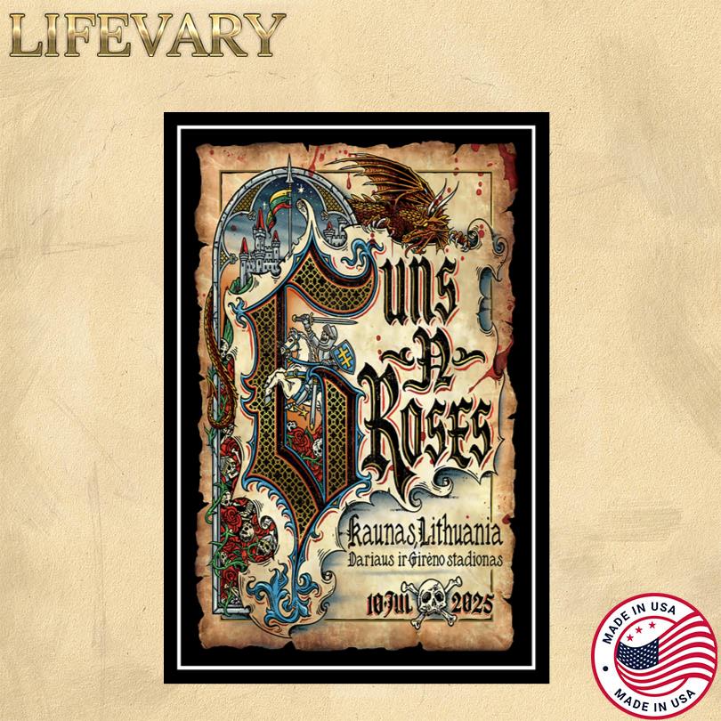 Guns N\' Roses Poster – Lithuania 2025 Tour