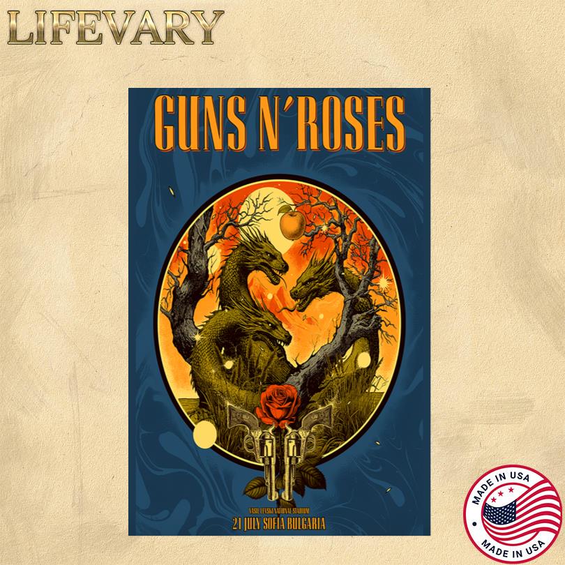 Guns N Roses Show in Bulgaria Vasil Levski Stadium July 21 2025 Poster