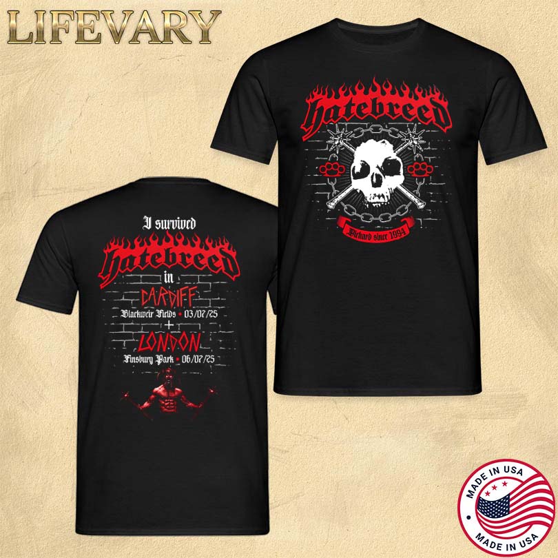 Hatebreed Cardiff UK July 3 2025 Tour T-Shirt