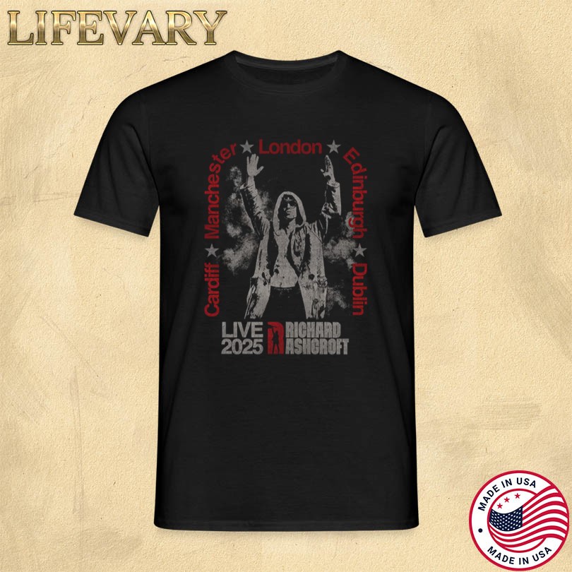 Official Richard Ashcroft RA Live 2025 Cities Black Tour Merch