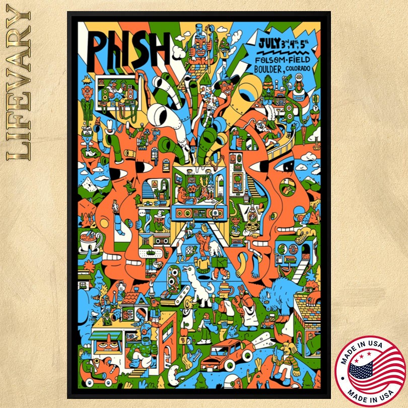 Phish July 3-5 2025 Folsom Field In Boulder, CO Show Poster