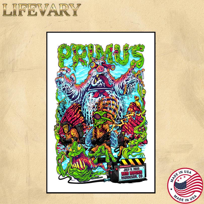 Primus Concert Poster – Red Rocks Colorado – July 2025 Tour