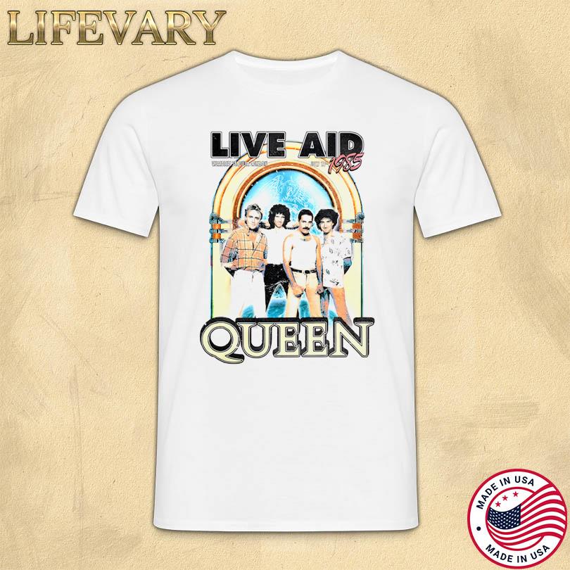 Queen at Live Aid Vintage White T-Shirt