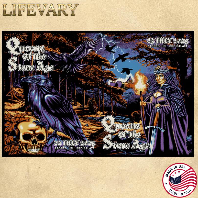 Queens Of The Stone Age Live at SCR Šalata Zagreb HR July 22 and 23 2025 Poster