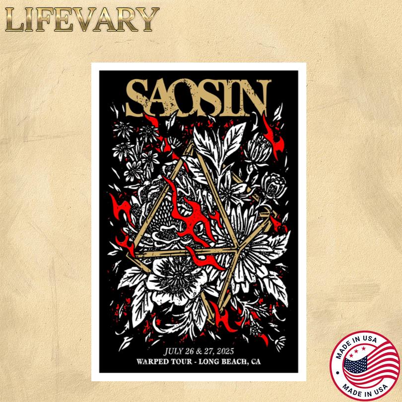 Saosin Warped Tour Concert Event Long Beach California 2025 Poster