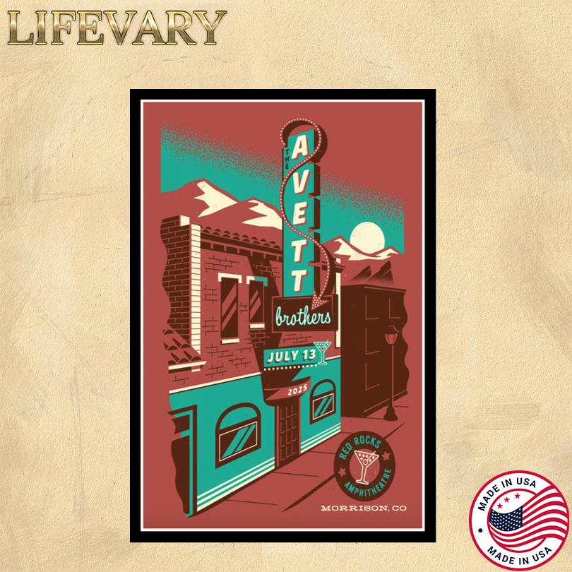 The Avett Brothers Poster – July 13 2025 Red Rocks Amphitheatre, Morrison CO
