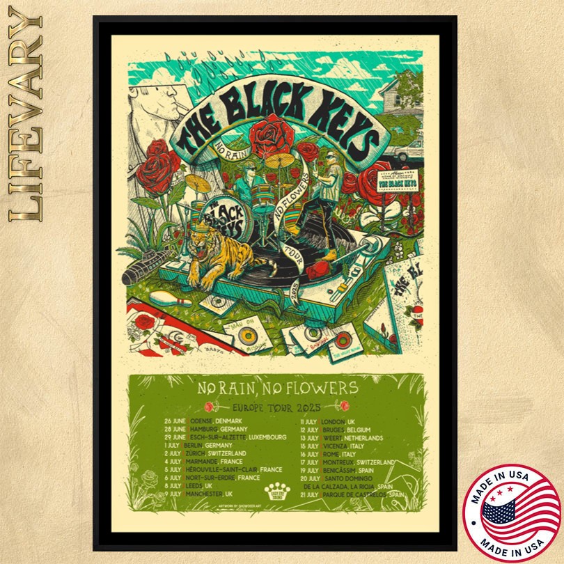 The Black Keys No Rain No Flowers Tour 2025 Poster