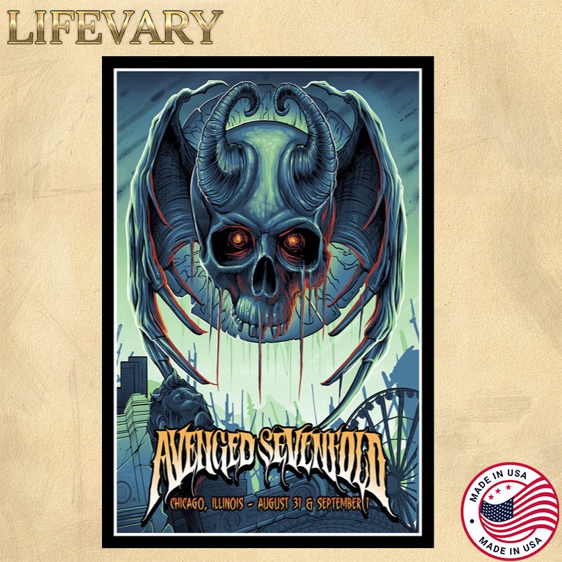 Avenged Sevenfold August 31 & September 1 2025 Chicago IL Tour Poster