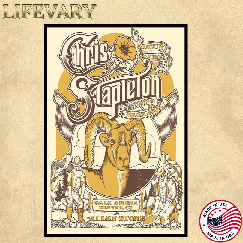 Chris Stapleton August 23 2025 Ball Arena Denver, CO Tour Poster