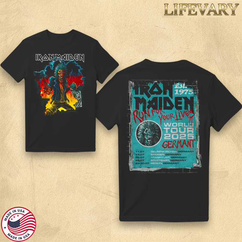 Iron Maiden Run For Your Lives 2025 Tour Germany Tee