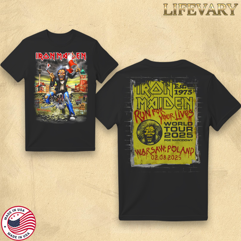 Iron Maiden Run For Your Lives 2025 Tour Poland Tee