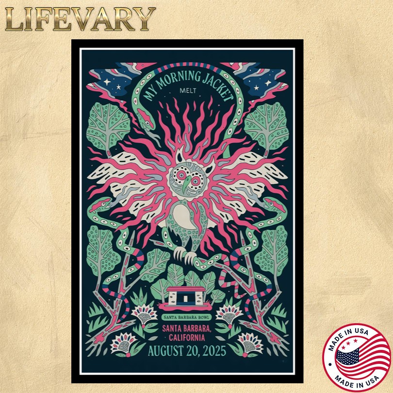My Morning Jacket Aug 20, 2025 Santa Barbara, CA Tour Poster