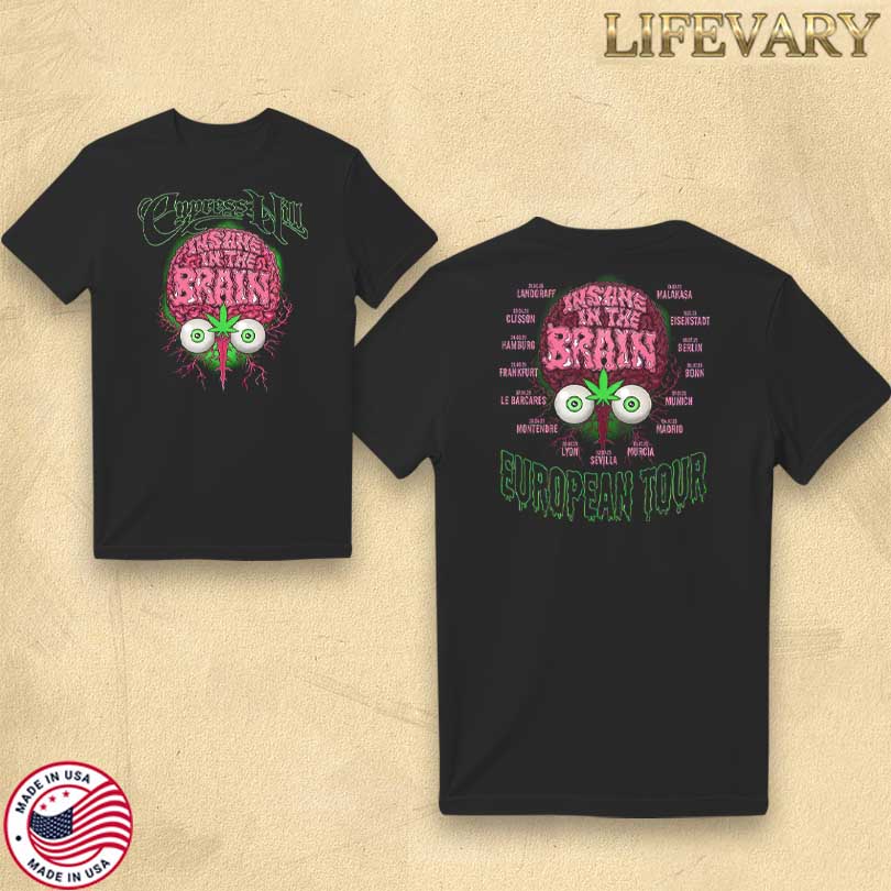 Official Cypress Hill Insane Brain Euro Tour T-shirt