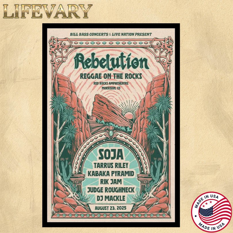 Rebelution Aug 23 2025 Red Rocks Amphitheatre Tour Poster