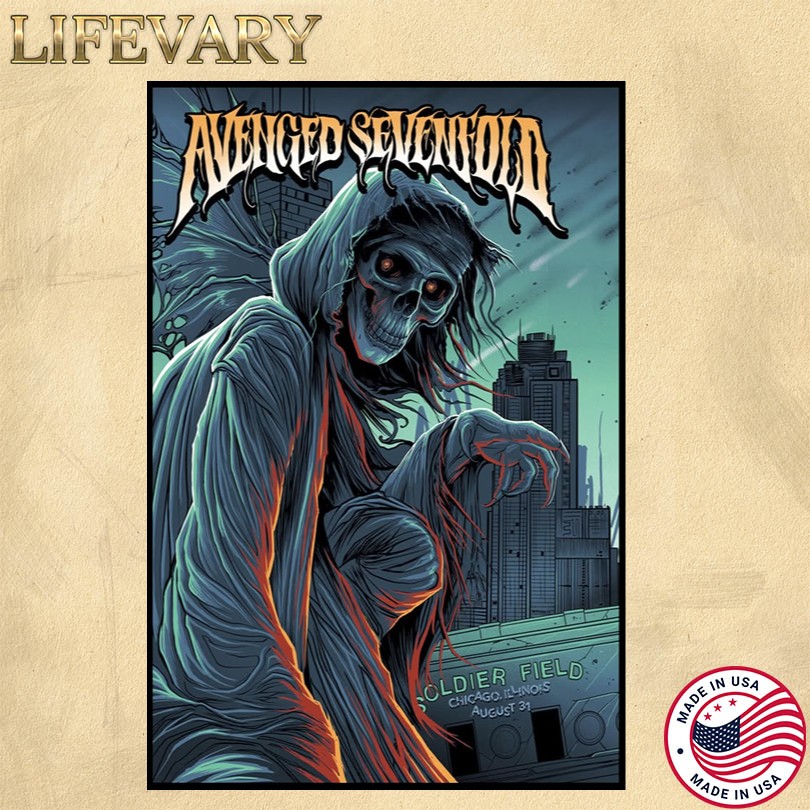 Avenged Sevenfold Aug 31 2025 Chicago IL Tour Poster