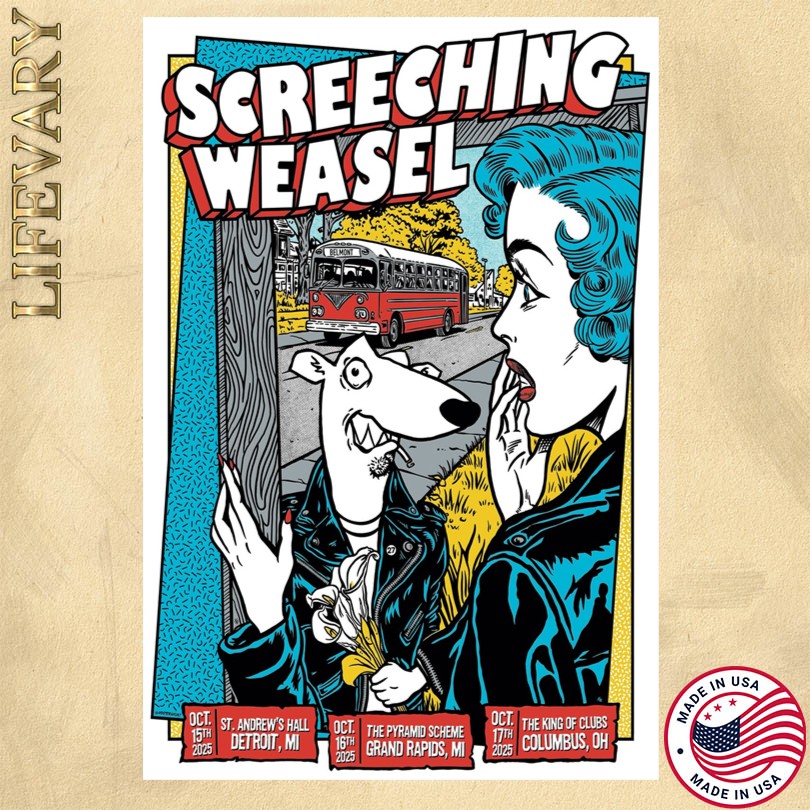 Screeching Weasel Detroit, MI October 15 2025 Merch Poster
